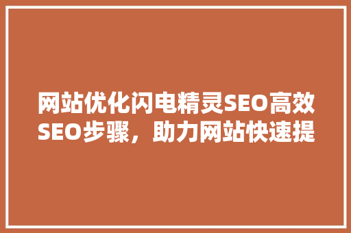 网站优化闪电精灵SEO高效SEO步骤，助力网站快速提升排名