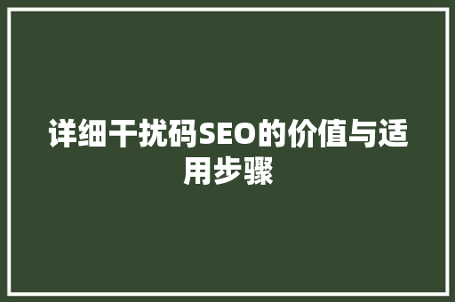 详细干扰码SEO的价值与适用步骤