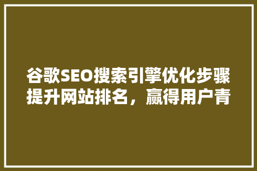 谷歌SEO搜索引擎优化步骤提升网站排名，赢得用户青睐