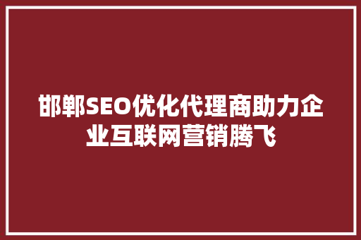 邯郸SEO优化代理商助力企业互联网营销腾飞