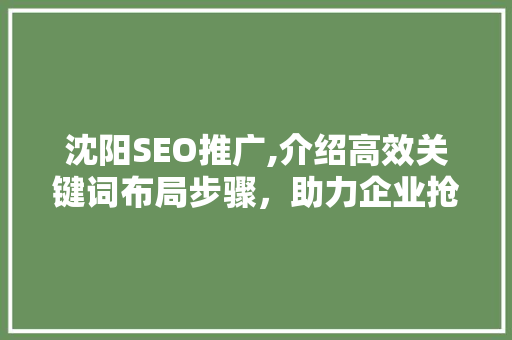 沈阳SEO推广,介绍高效关键词布局步骤，助力企业抢占市场先机