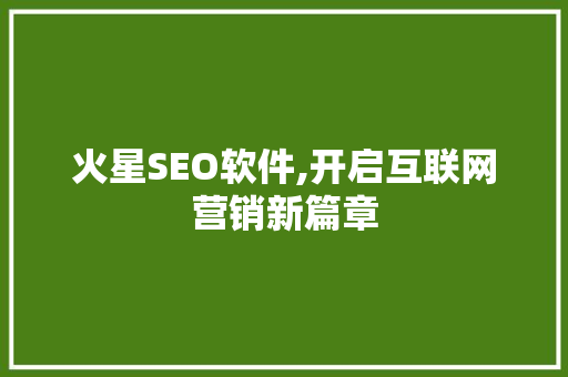 火星SEO软件,开启互联网营销新篇章