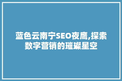 蓝色云南宁SEO夜鹰,探索数字营销的璀璨星空