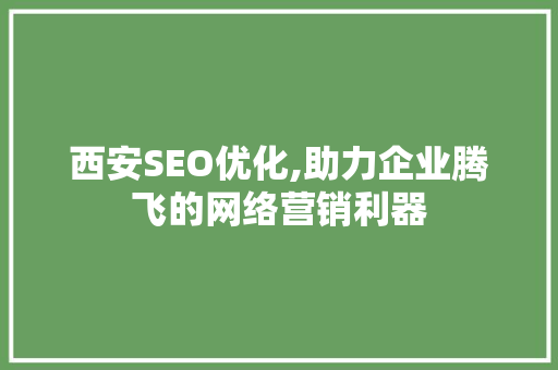 西安SEO优化,助力企业腾飞的网络营销利器