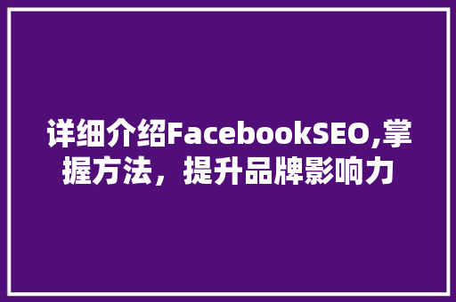 详细介绍FacebookSEO,掌握方法，提升品牌影响力