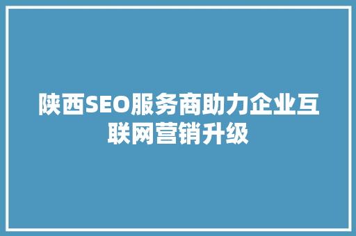 陕西SEO服务商助力企业互联网营销升级