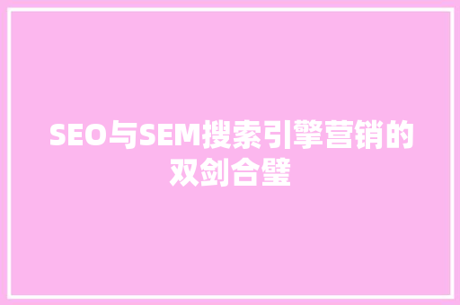 SEO与SEM搜索引擎营销的双剑合璧