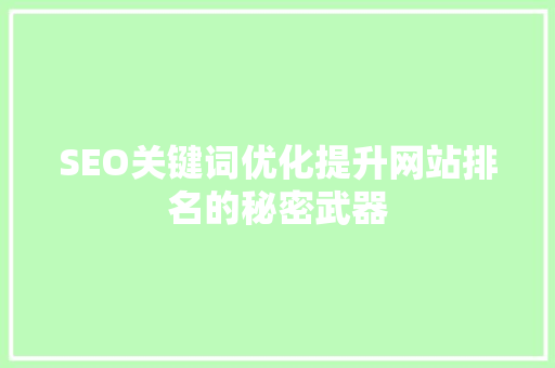 SEO关键词优化提升网站排名的秘密武器