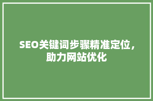 SEO关键词步骤精准定位，助力网站优化  第1张