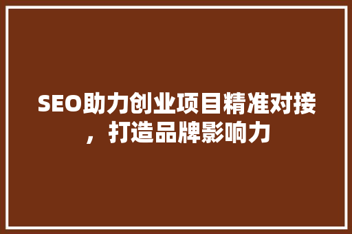 SEO助力创业项目精准对接，打造品牌影响力