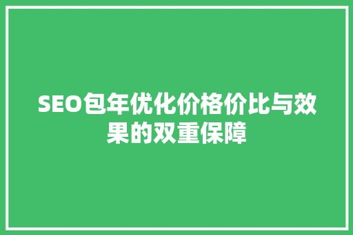 SEO包年优化价格价比与效果的双重保障