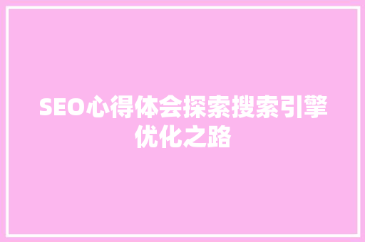 SEO心得体会探索搜索引擎优化之路