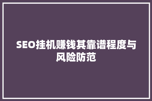 SEO挂机赚钱其靠谱程度与风险防范