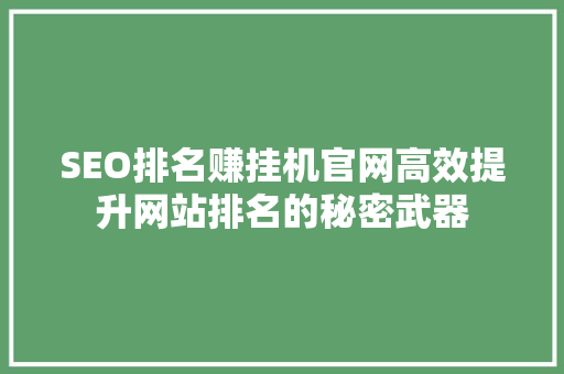 SEO排名赚挂机官网高效提升网站排名的秘密武器