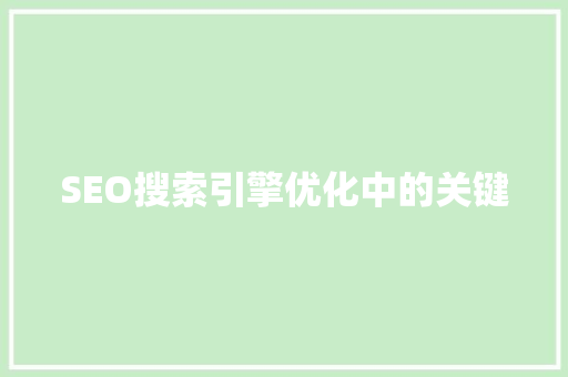 SEO搜索引擎优化中的关键