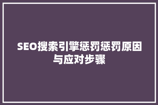 SEO搜索引擎惩罚惩罚原因与应对步骤