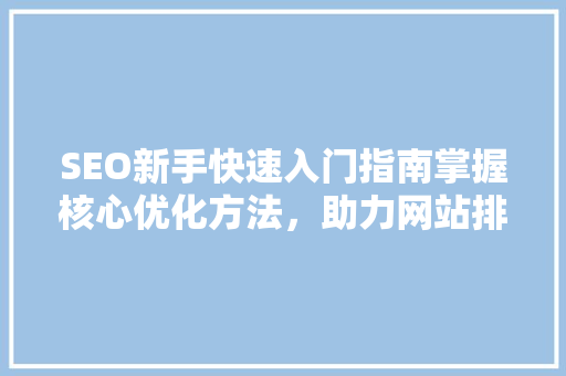 SEO新手快速入门指南掌握核心优化方法，助力网站排名提升