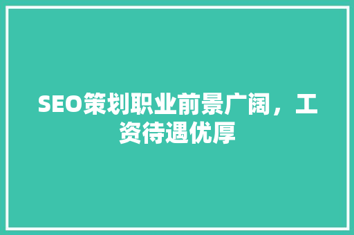 SEO策划职业前景广阔，工资待遇优厚