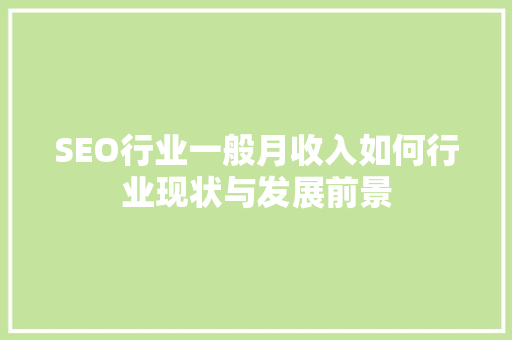SEO行业一般月收入如何行业现状与发展前景  第1张