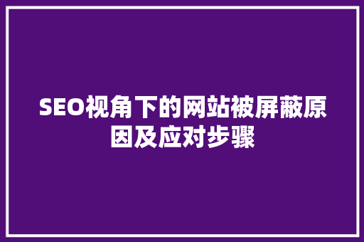 SEO视角下的网站被屏蔽原因及应对步骤