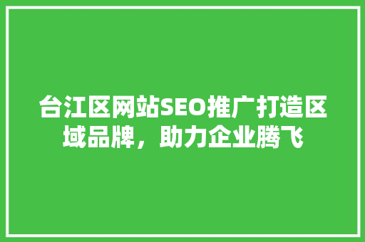 台江区网站SEO推广打造区域品牌，助力企业腾飞