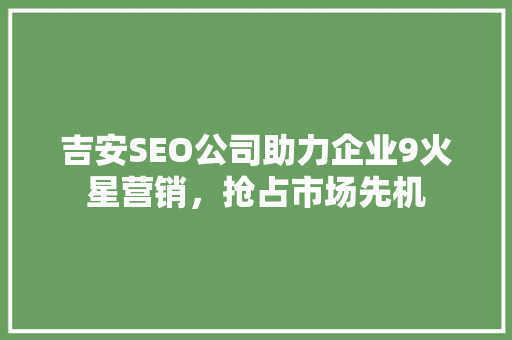 吉安SEO公司助力企业9火星营销，抢占市场先机