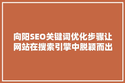 向阳SEO关键词优化步骤让网站在搜索引擎中脱颖而出