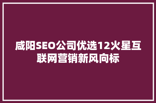 咸阳SEO公司优选12火星互联网营销新风向标