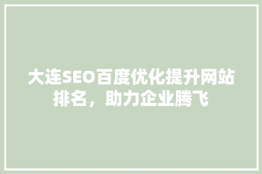 大连SEO百度优化提升网站排名，助力企业腾飞