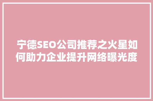 宁德SEO公司推荐之火星如何助力企业提升网络曝光度  第1张