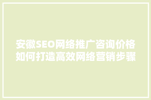 安徽SEO网络推广咨询价格如何打造高效网络营销步骤