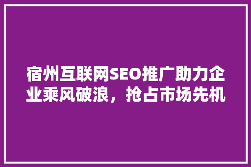 宿州互联网SEO推广助力企业乘风破浪，抢占市场先机
