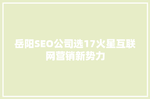 岳阳SEO公司选17火星互联网营销新势力