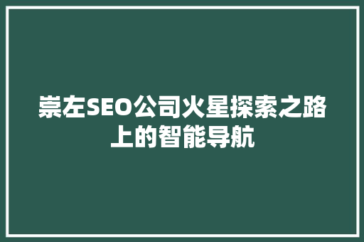崇左SEO公司火星探索之路上的智能导航