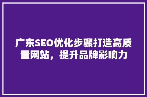 广东SEO优化步骤打造高质量网站，提升品牌影响力