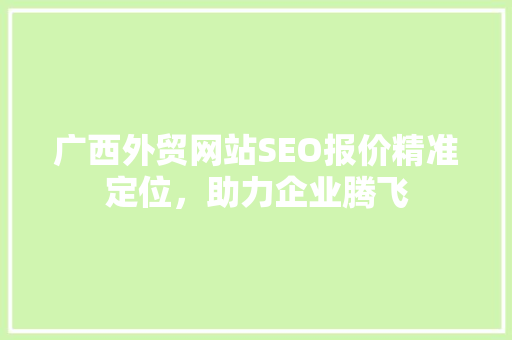 广西外贸网站SEO报价精准定位，助力企业腾飞