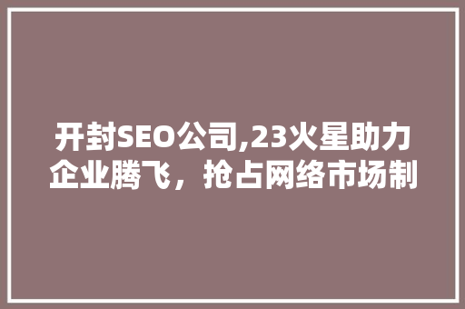 开封SEO公司,23火星助力企业腾飞，抢占网络市场制高点