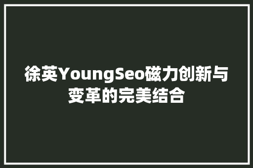 徐英YoungSeo磁力创新与变革的完美结合