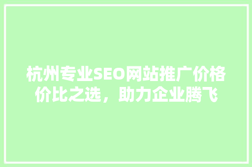 杭州专业SEO网站推广价格价比之选，助力企业腾飞