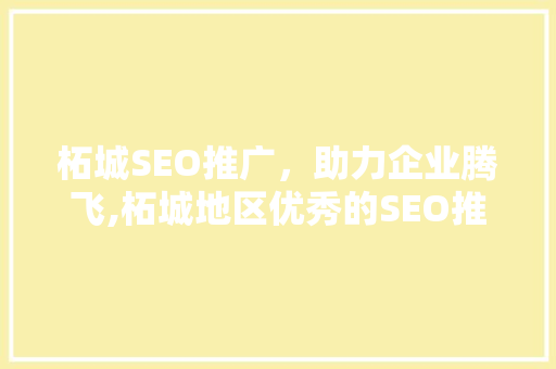 柘城SEO推广，助力企业腾飞,柘城地区优秀的SEO推广公司