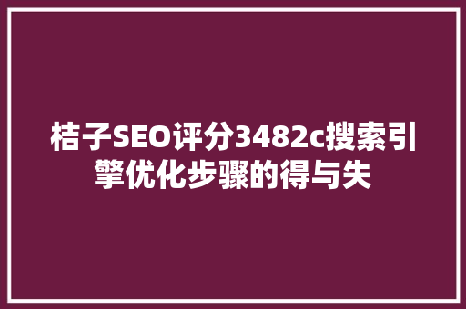桔子SEO评分3482c搜索引擎优化步骤的得与失