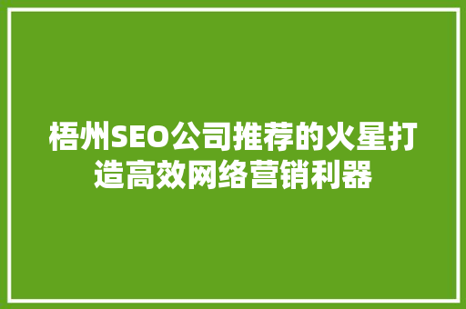 梧州SEO公司推荐的火星打造高效网络营销利器