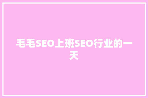 毛毛SEO上班SEO行业的一天