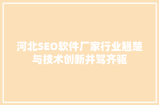 河北SEO软件厂家行业翘楚与技术创新并驾齐驱
