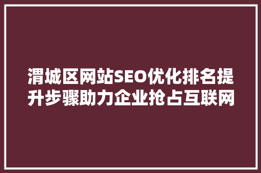 渭城区网站SEO优化排名提升步骤助力企业抢占互联网市场先机