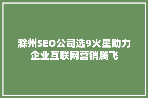 滁州SEO公司选9火星助力企业互联网营销腾飞
