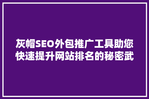 灰帽SEO外包推广工具助您快速提升网站排名的秘密武器  第1张