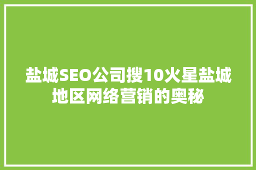 盐城SEO公司搜10火星盐城地区网络营销的奥秘