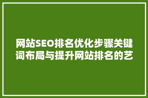 网站SEO排名优化步骤关键词布局与提升网站排名的艺术