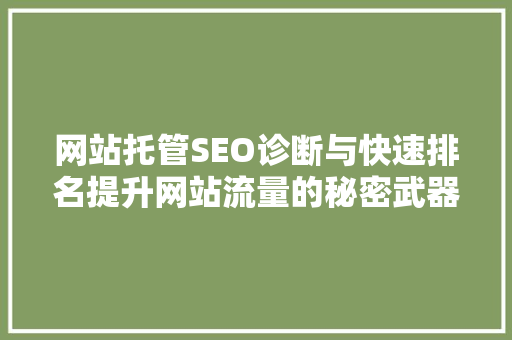 网站托管SEO诊断与快速排名提升网站流量的秘密武器